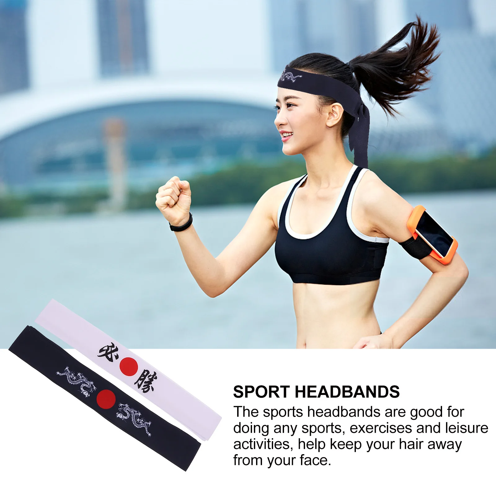 

2pcs Japanese Bushido Headband Sports Running Sweat Absorbing Cotton Headbands For All Head Sizes Creative Design