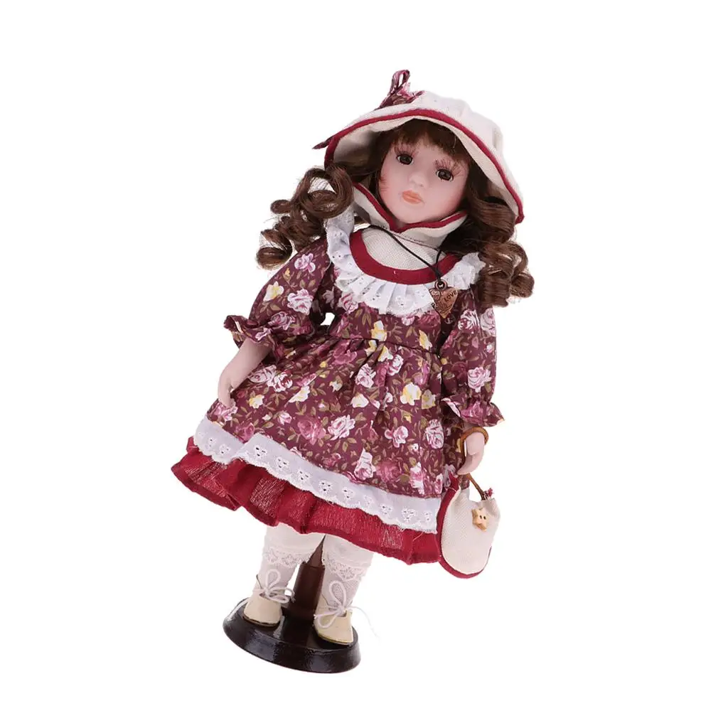 30cm Porcelain Doll Standing Figure Decoration Kids Birthday