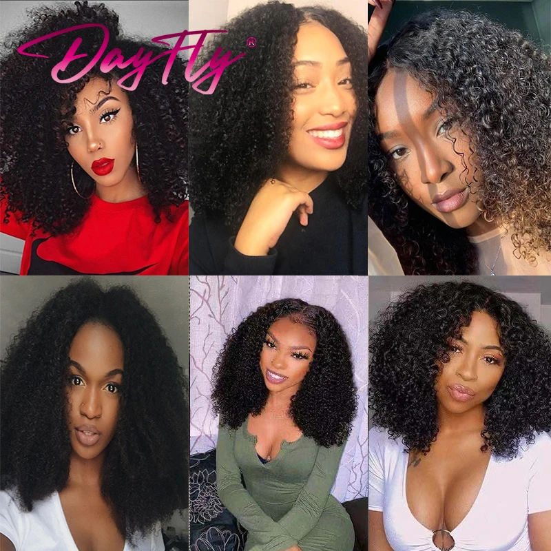 Afro Kinky Curly Wig Human Hair Mongolian Curly Human Hair Wigs 4x4 Swiss Lace Closure Wig For Women peruque cheveux naturels