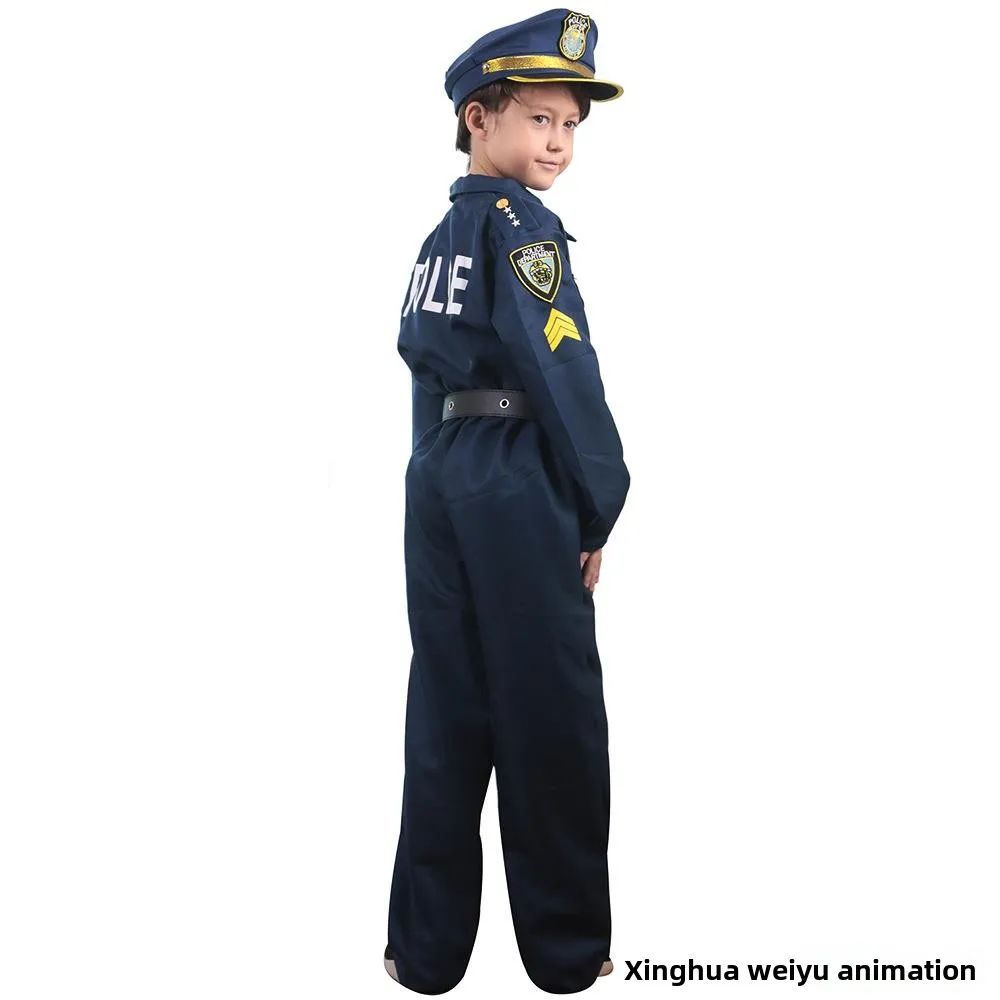 زي الشرطة التنكري للأطفال لعبة بلانغ المهنية دكتور لعبة كرنفال أداء الملابس التقليدية... #3