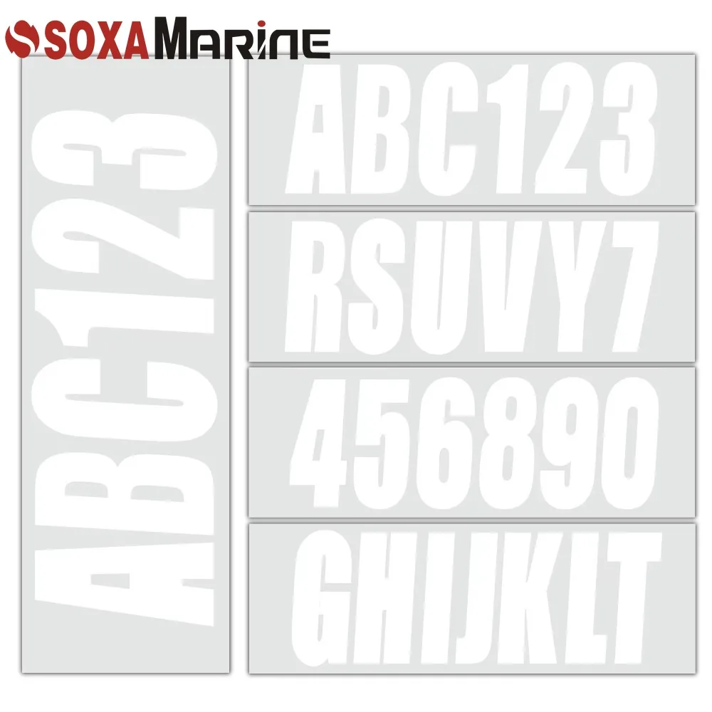 Custom Boat Registration Numbers Decals Letters Jet Ski Decal 4 Sets of A-Z and 0-9 - Letter Weatherproof