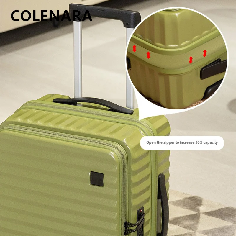 COLENARA Cabin Suitcase Front Opening Boarding Case USB Charging Trolley Case 20