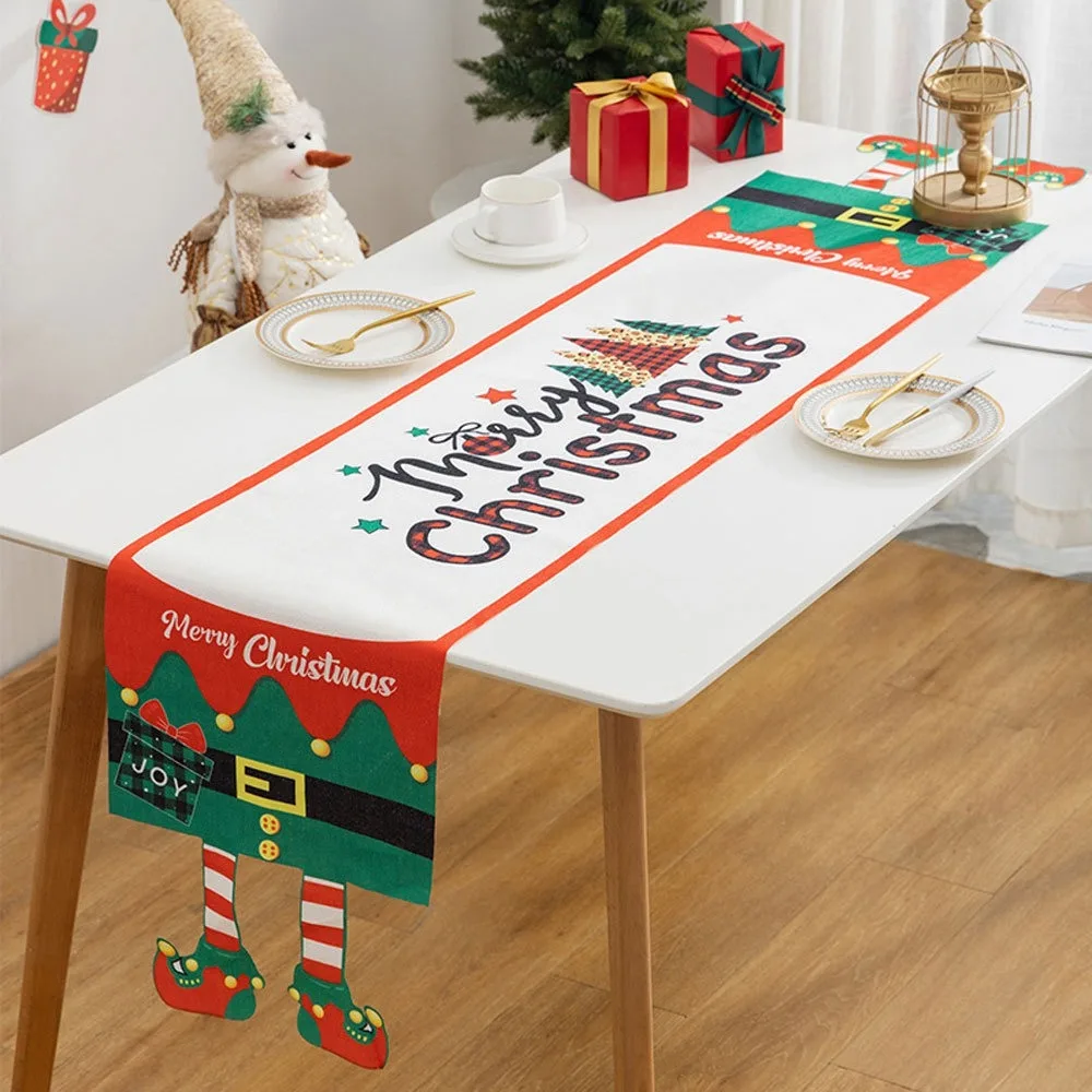 New Fabric Christmas Tablecloth Navidad Merry Christmas Table Runner Xmas Ornament Table Decoration Table Flag Christmas