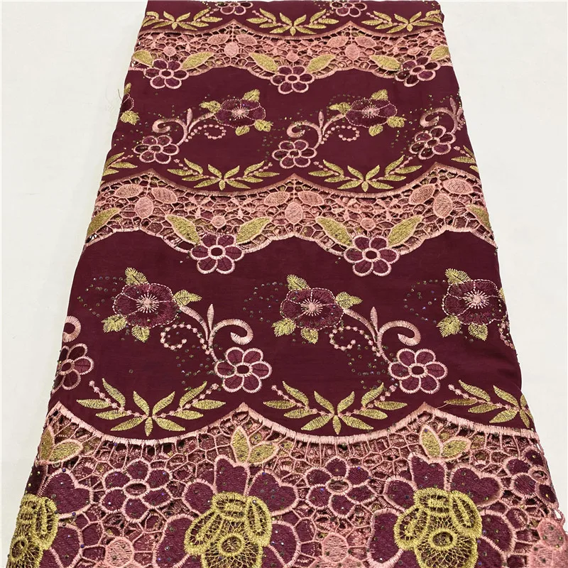 Imagem -06 - Tecido de Renda Suíço Frisado Pesado Africano 100 Tecidos de Algodão Voile Lace Estilo Popular de Dubai Mais Recente Xl42105 Jardas