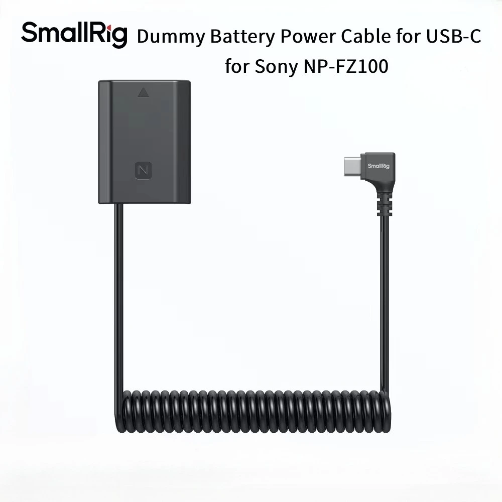 SmallRig 6539 USB-C Dummy Battery Power Cable Sony NP-FZ100 Compatible with ZV-E1 A7 IV A7 V A7C II A7R IV A7R V A6700 FX30