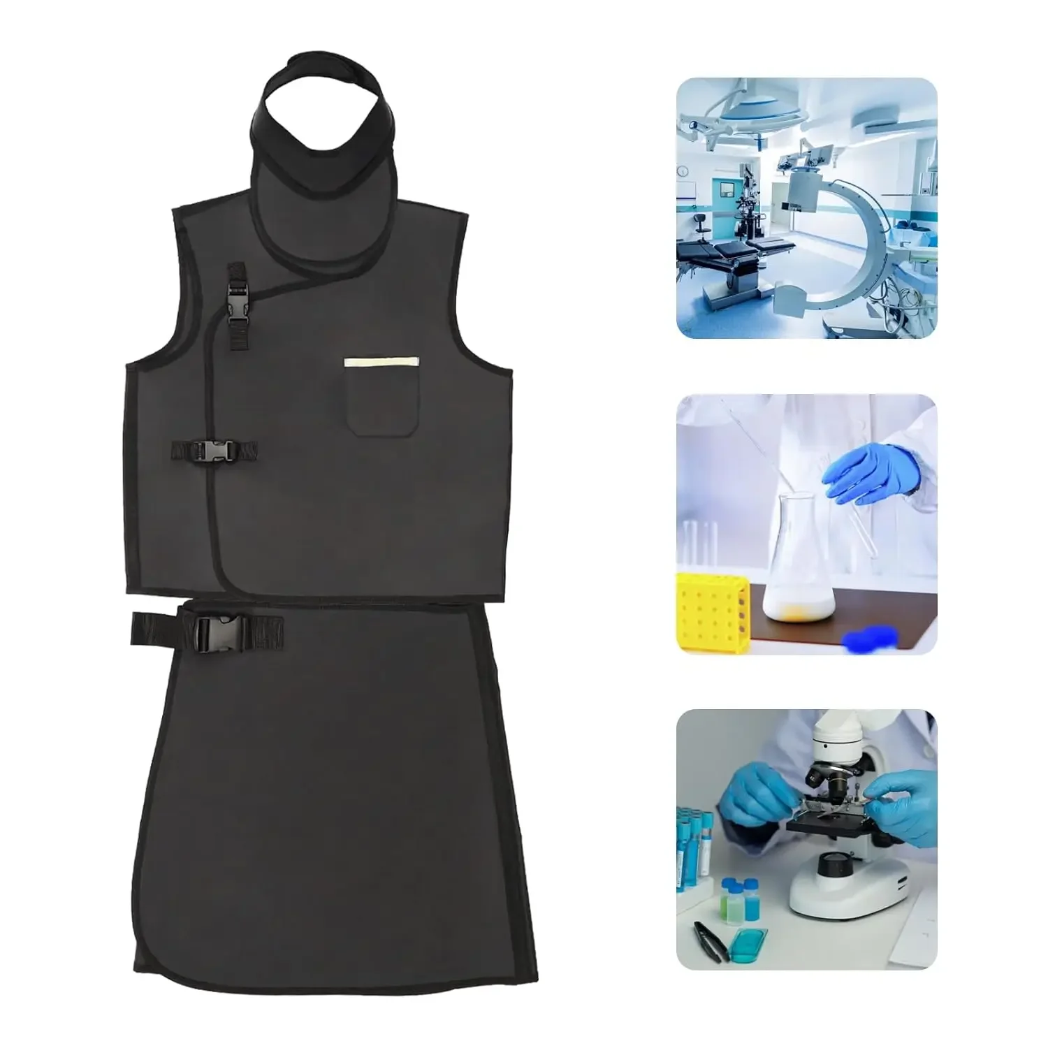 ผ้ากันเปื้อนสำหรับห้องปฏิบัติการทันตกรรม 0.5mmpb พร้อมปกป้องคอ ป้องกันรังสีตะกั่ว ป้องกันรังสีเอกซเรย์สำหรับผู้ใหญ่