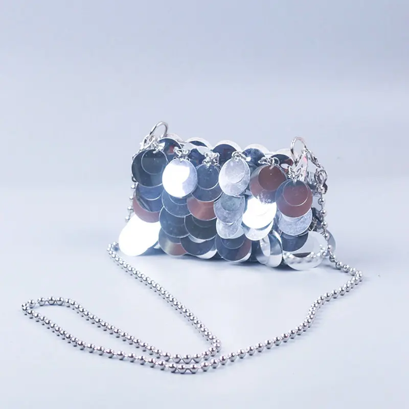 

New glittering sequins women's mobile phone bag evening party chain shoulder mobile phone wallet dance party dance shoulder bag