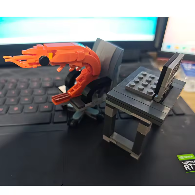 MOC Building block shrimp model figurines, puzzle assembly, boys and girls randomly mixing, Internet celebrity creative parodies - Image 4