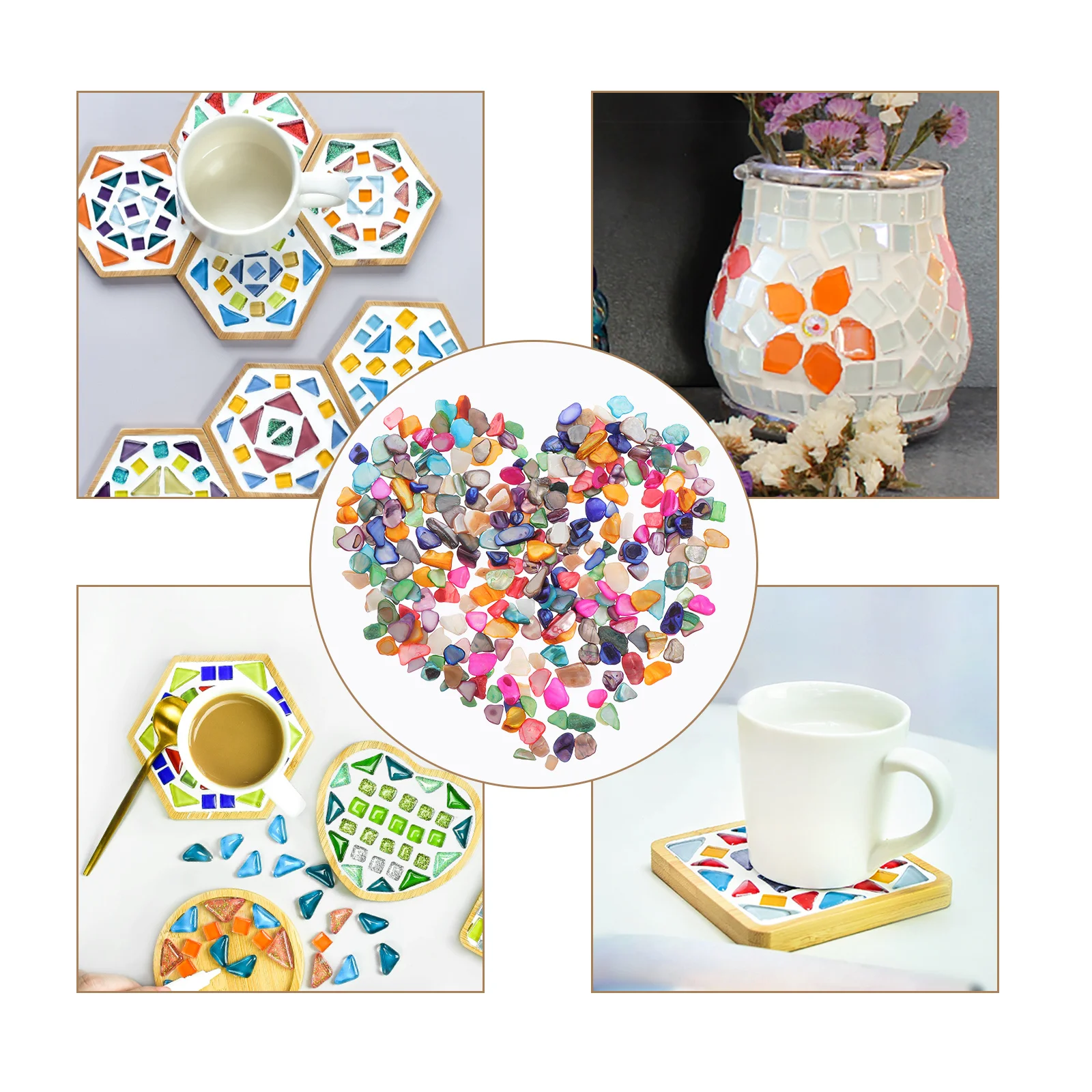 

1 Bag Mosaic Decor Diy Craft Tiles Fine Workmanship For Vase Making Colorful Irregular Pieces Mini Tile Diy Art Craft Supplies