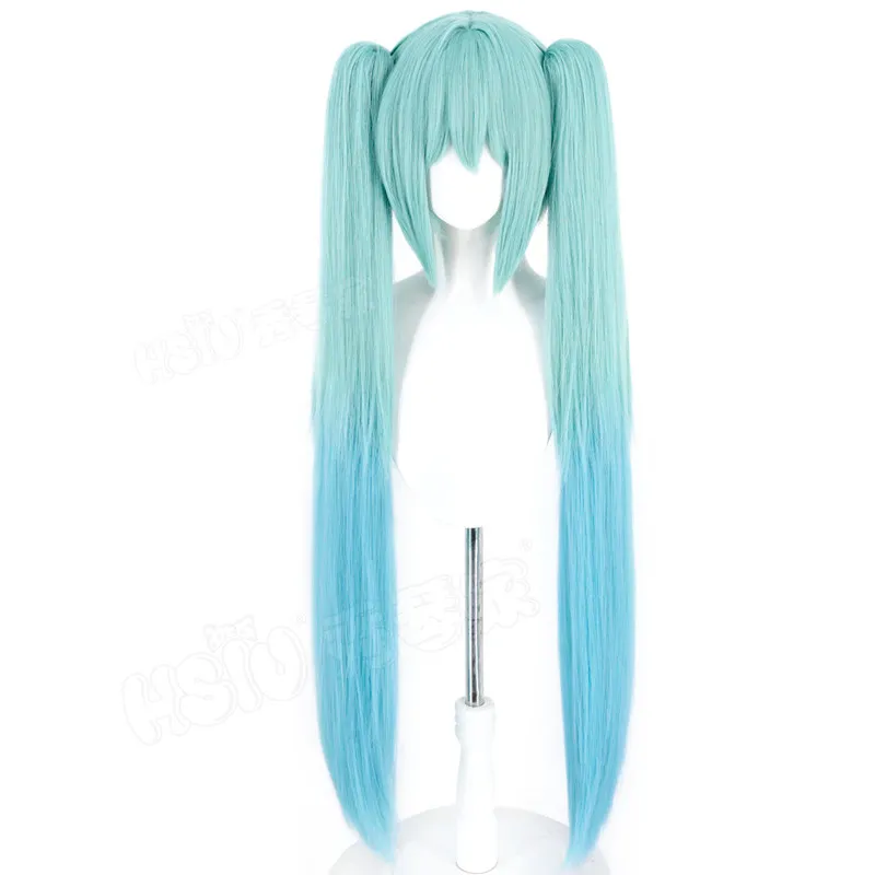 Game COLORFUL STAGE Cosplay Wig Green gradient blue long hair Synthetic Wig+Wig cap Party Halloween Wig