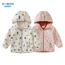 HONEYKING Softshell Jacket For Kids Waterproof Hooded Fleece Outerwear For Baby Toddler Rain Coats Children's Clothing For Girl