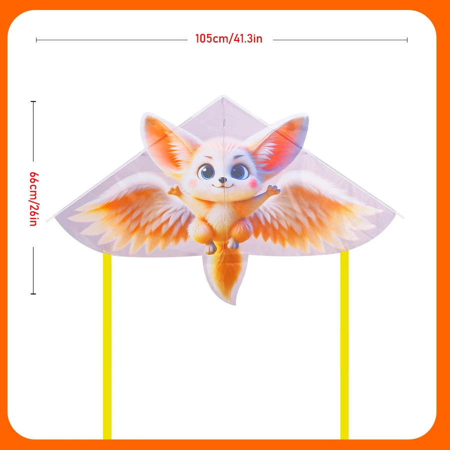 Niedlicher Fennec-Fuchsdrachen für Erwachsene – 41,3 x 26, großer, einfach fliegender Delta-Drachen mit Flügeln, perfekt für Strand/Park im Freien