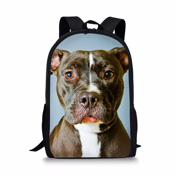 Tas sekolah motif anjing Pitbull, tas punggung sekolah motif hewan untuk anak-anak, tas punggung kapasitas besar, tas buku anak-anak remaja, tas perjalanan