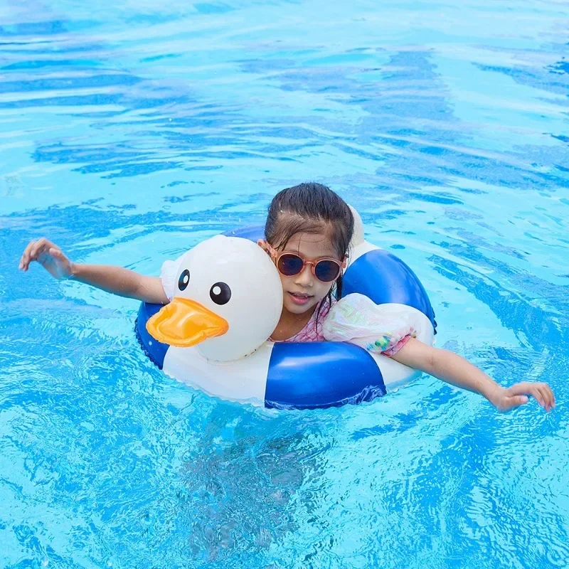 Gestreifte Ente Baby Aufblasbare Spielzeug PVC Cartoon Verdickte Schwimmen Ring Sommer Pool Strand Aufblasbare Schwimmende Wasser Spielzeug