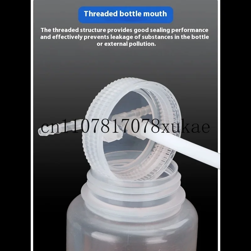 

Plastic Gas Washing Bottle Laboratory PP Material Transparent Screw Cap Gas Washing Bottle 125ml/250ml/500ml/1000ml
