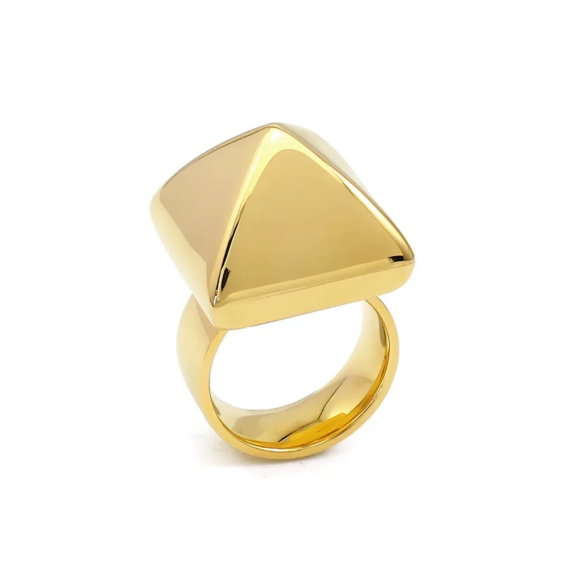 Women Fashion Jewelry pyramid rings stainless steel gold Ring for Unisex hot sell gothic anillos retro bague Christmas gift