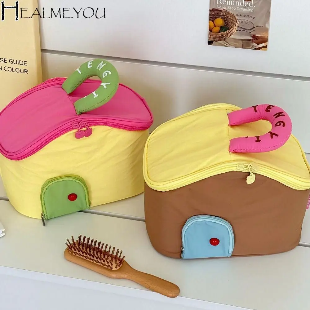 

Waterproof Cute Cottage Makeup Bag for Girls, Large Capacity Skincare Storage Bag, Portable Handheld Travel Wash Bag