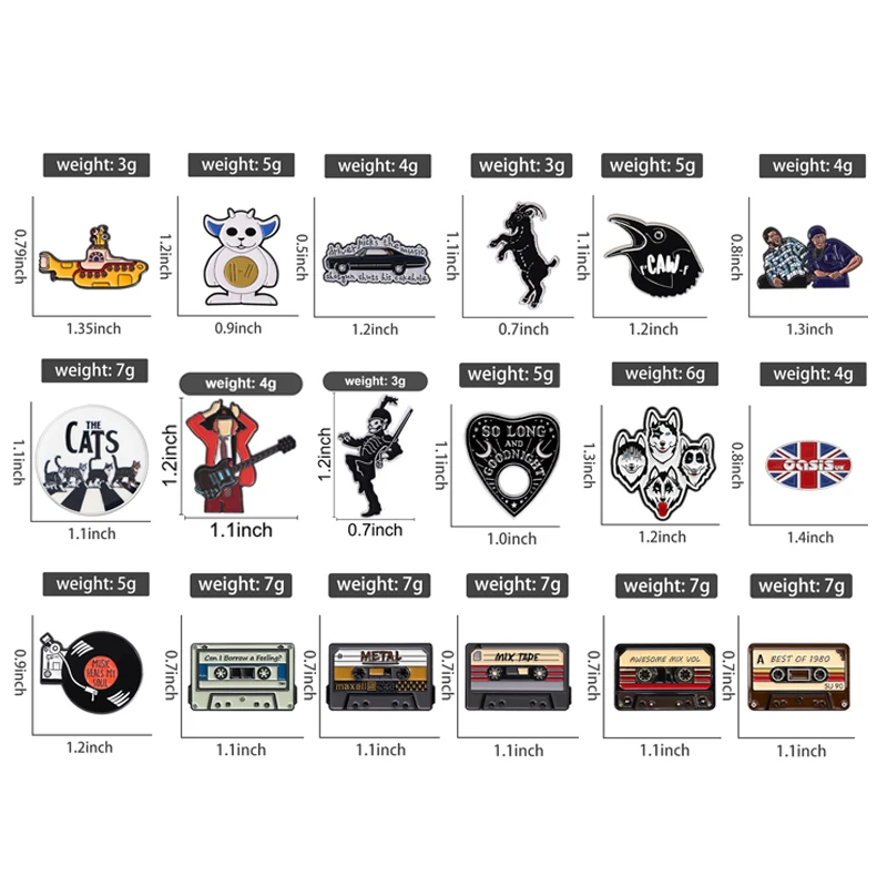 Punk Rock Band Emaille-Pins Heavy Metal Musik Album Retro Kassetten-Broschen Anstecknadeln Schmuck Geschenke für Fans Freunde – Detail 1