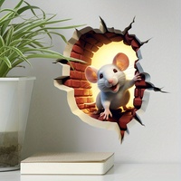 2pcs Broken Wall Mouse Hole Wall Stickers for Corner Living Room Bedroom Animal Decoration Hole Filling 3D Self-adhesive Sticker