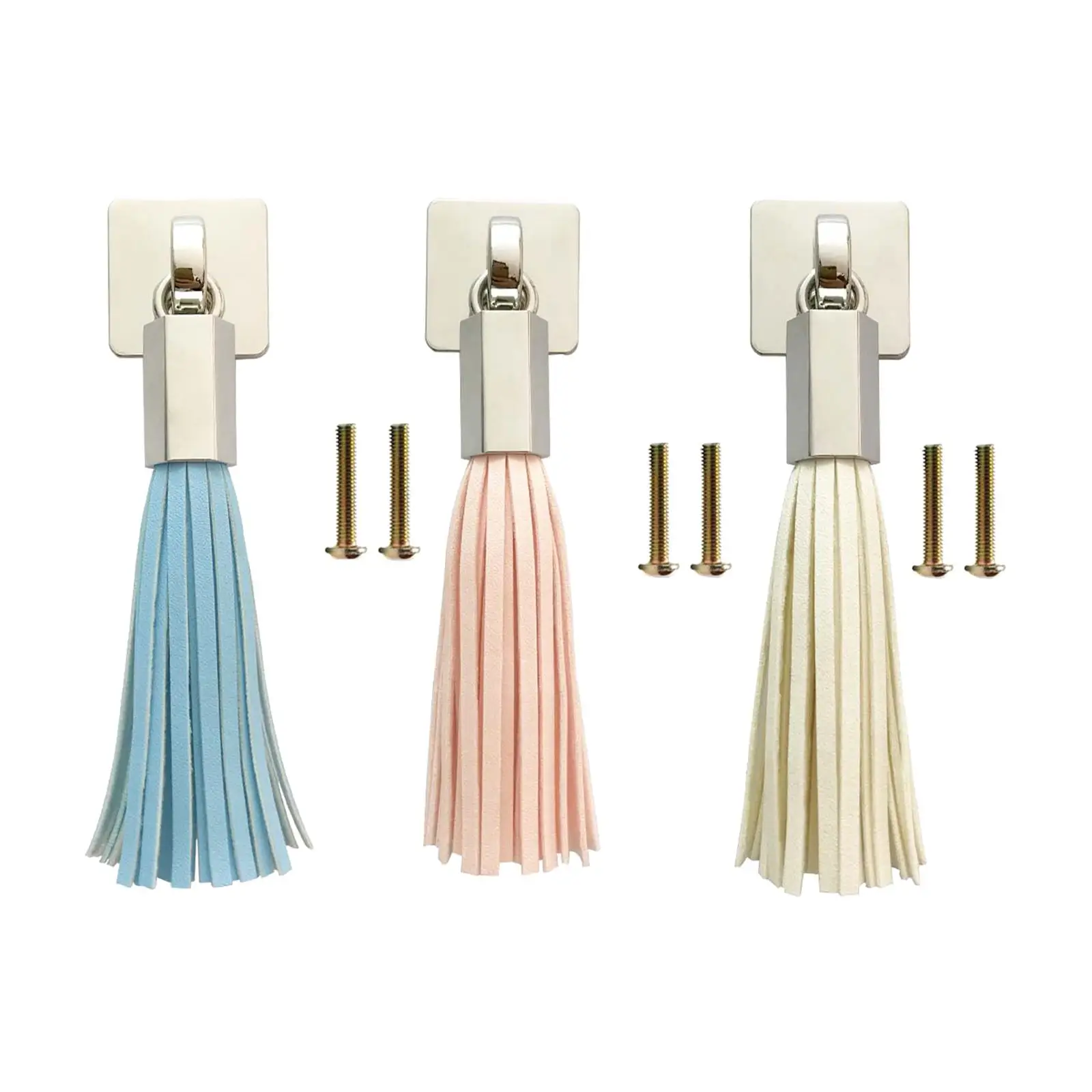 PU Leather Drawer Pulls with Tassel Zinc Alloy Cabinet Handle Straps for Closet Wardrobe Dresser Modern Decorative Hardware
