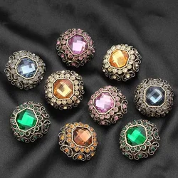 6pcs Decorative Metal Diamond Vintage Gem Button For Clothes Coat Cardigan Sweater Sew Needle
