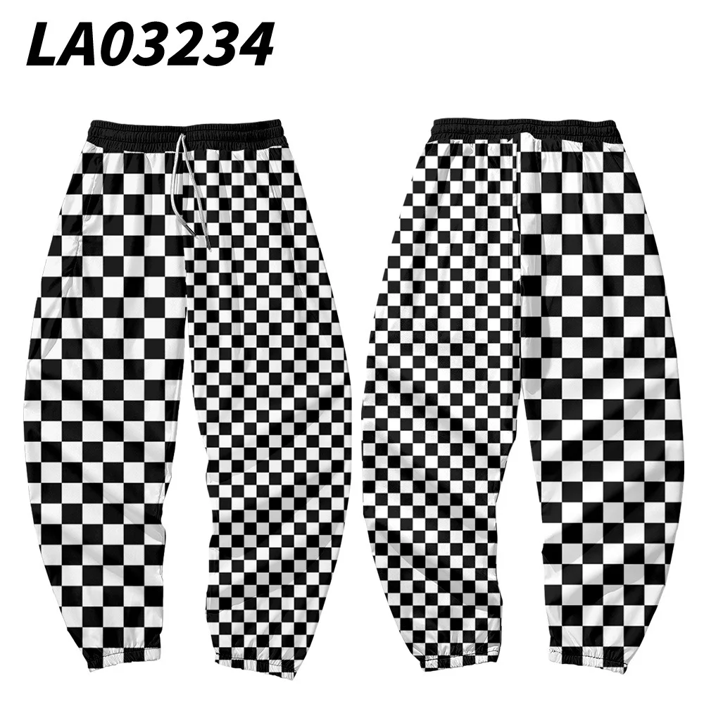 3D Checkerboard Printed Spring Autumn Japanese Sweatpants Men Cargo Pants Harajuku Jogger Trousers Streetwear Oversize