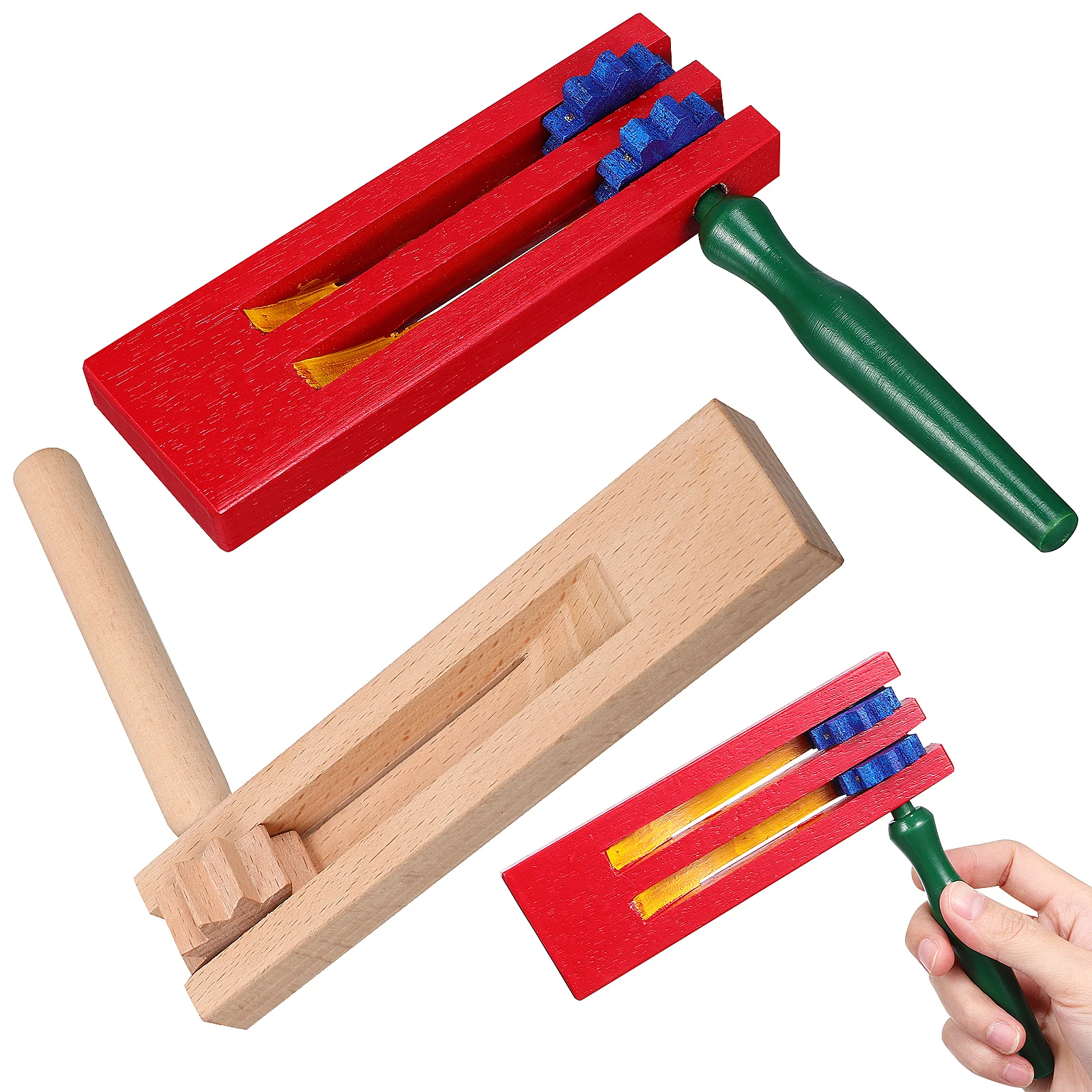 

2pcs Wood Ratchet Sound Maker Rotating Noise Favors Loud Percussion Instrument Smooth Handheld Educational Tool