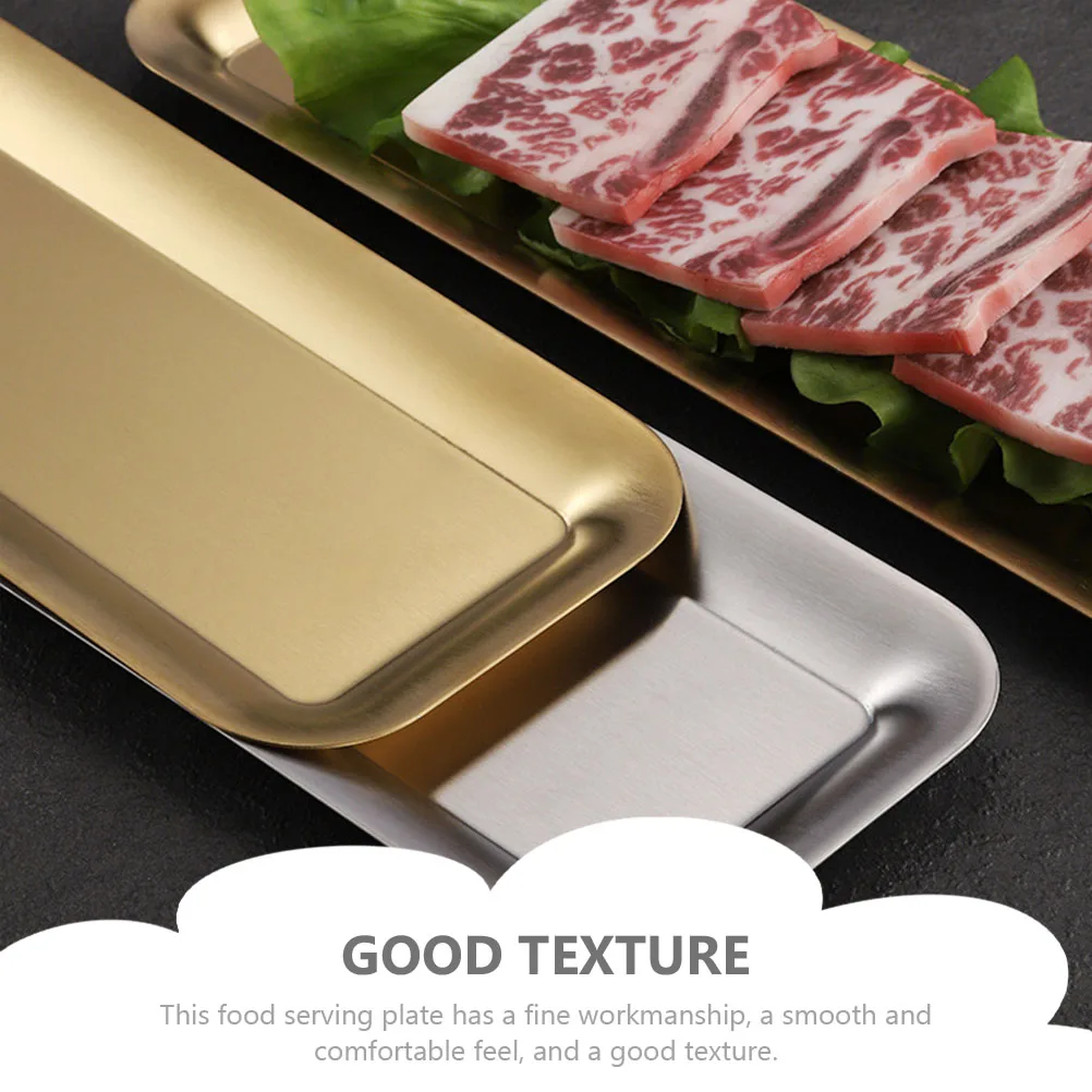 

Stainless Steel Sushi Plate Modern Decor Boat Serving Tray Japanese Style Dish Dinner