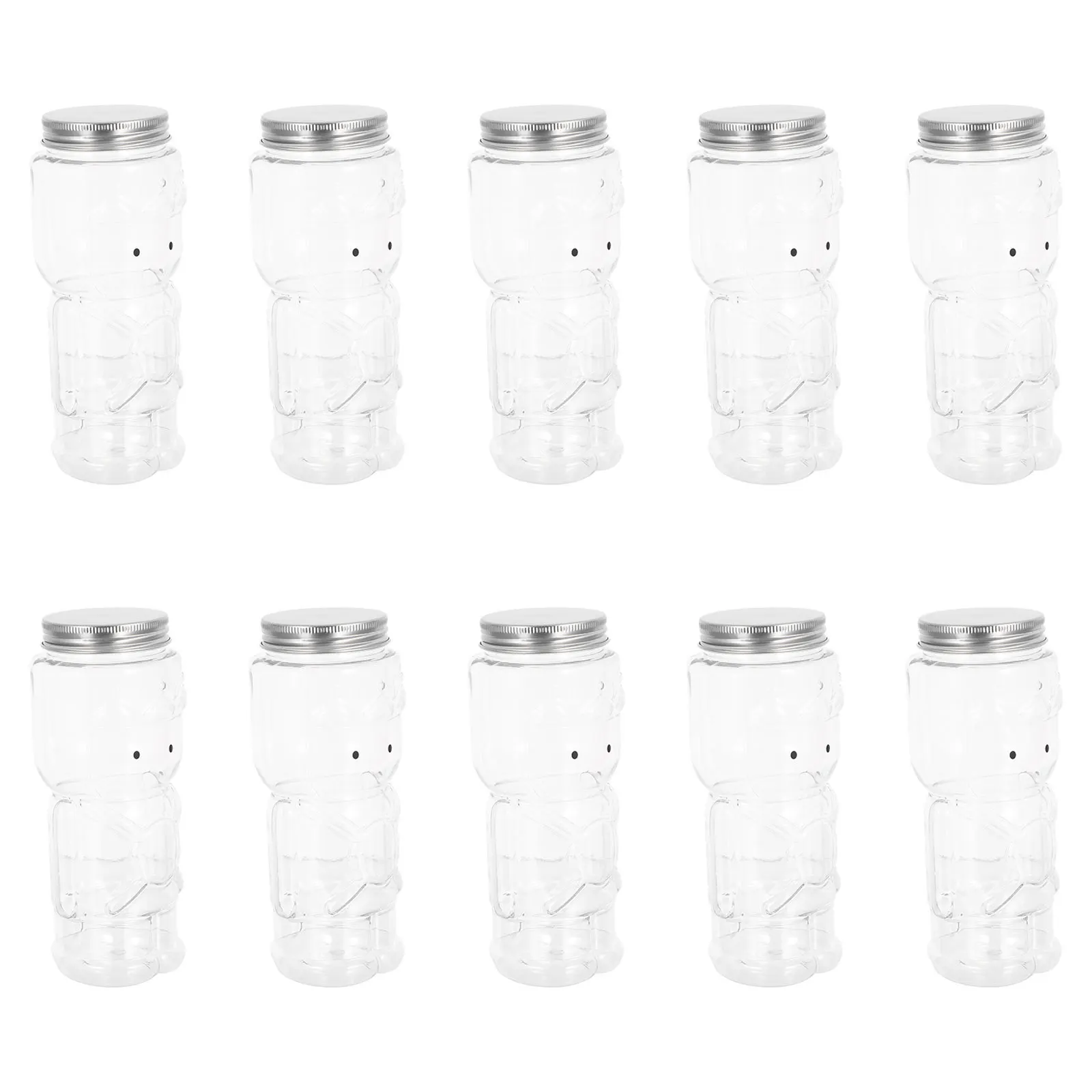 

10Pcs Nutcracker Beverage Bottles Christmas Clear Drink Containers 350ml Transparent Candy Milk Storage Holiday Party