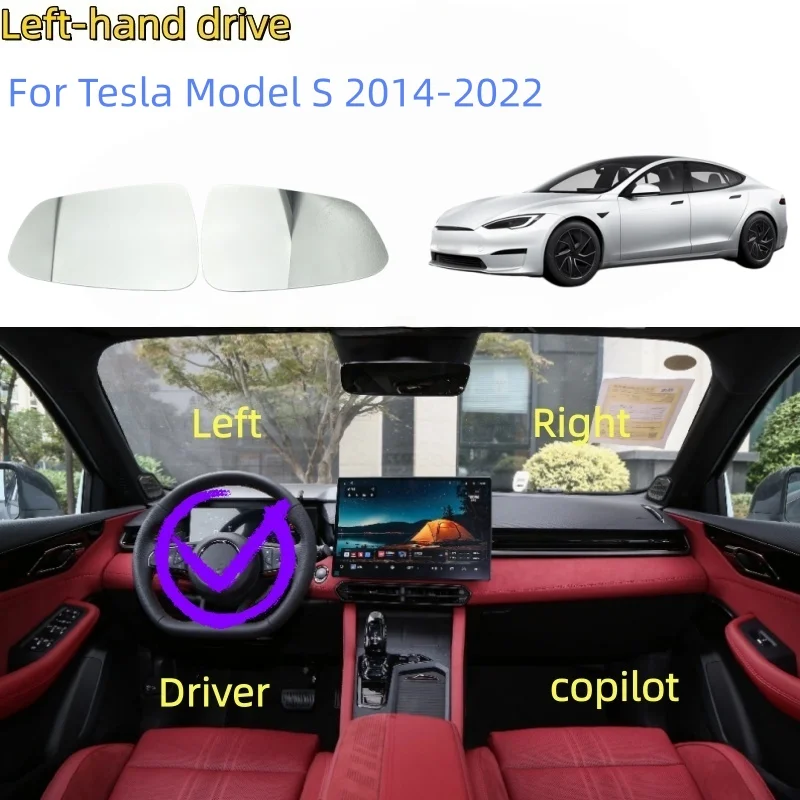 

For Tesla Model S 2014-2022 Car reverse lens rearview mirror Left/Right Side Heated Mirror Glass Rearview Mirror Glass