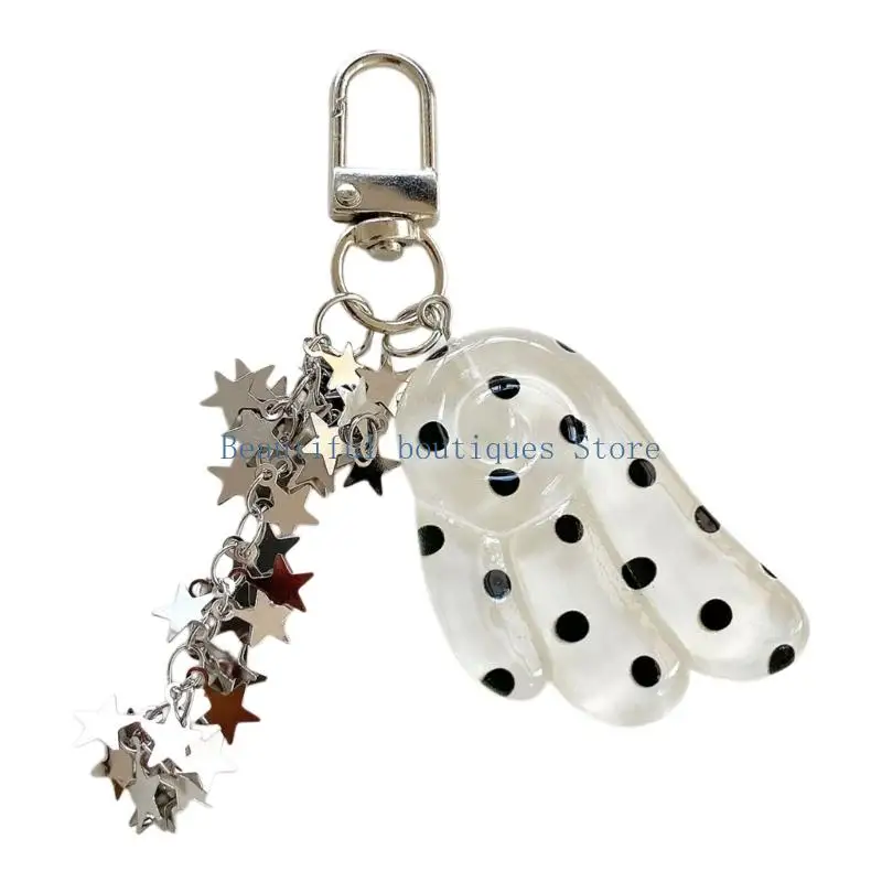 U4LF Glossy Acrylic Bag Pendant Charm with Ring Hardware and Star Detail