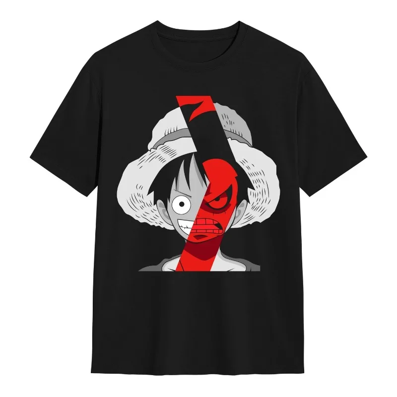 

Цельная аниме Луффи с принтом и коротким рукавом, новый стиль, универсальная повседневная футболка с героями мультфильмов, Harajuku, хип-хоп, повседневная