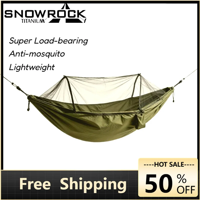 

SNOWROCK Outdoor Camping Hammock with Mosquito Net Double Hammock Automatic Quick Opening Hammock Outdoor Bed Swing