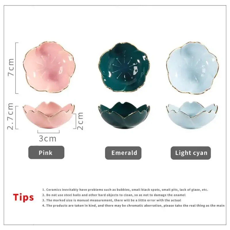 

1Pc Ceramic Taste Dish Sakura Flower Shape Porcelain Nut Saucer Small Plate Mini Soy Sauce Seasoning Tableware Kitchen Supplies