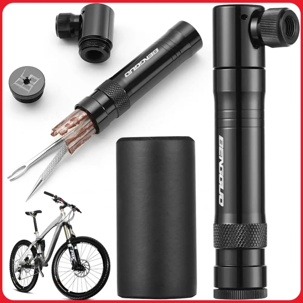 

CO2 Bicycle Pump with Tubeless Tire Repair Kit Schrader & Valve Portable Tire Inflator Aluminum Alloy Bicycle Accessories