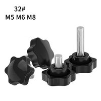 Plum Handle Six-star Glue Head Manual Tightening Screws Plastic Star Knob Handle 32# M5, M6, M8,x 8mm to 70mm, Bakelite