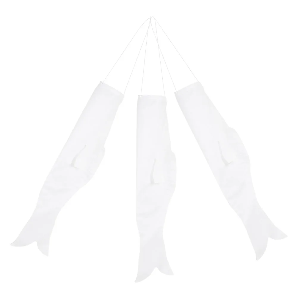 

3pcs Blank Streamer DIY Diy Blank Carp Streamer Koinobori Decor White Cloth Kids Painting Outdoor Festival Windsock Flags