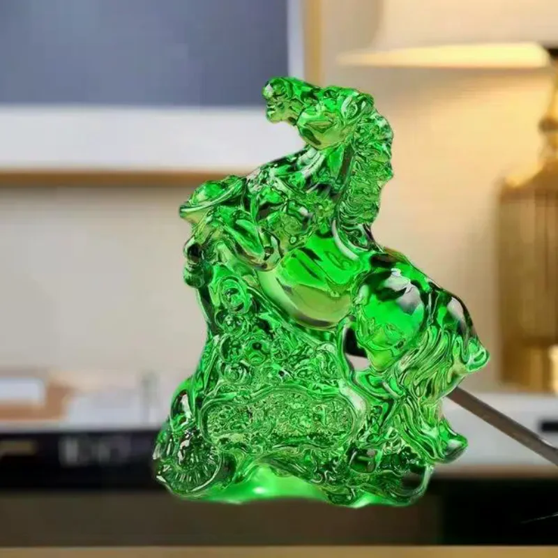 2026 Zodiac Horse Statue Feng Shui Collection Crystal Light Luxury Horse Sun Catcher Ornament Home Desktop Decoration
