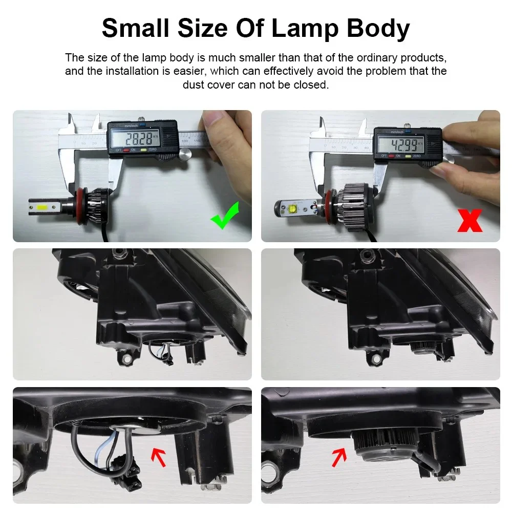 MINI LED Car Headlight H11 H7 Auto LED Bulb Fog Light 9005/HB3 H4 Hi/Lo Car LED Canbus Headlamp Kit 6000k 12V Car Acesssories image 5