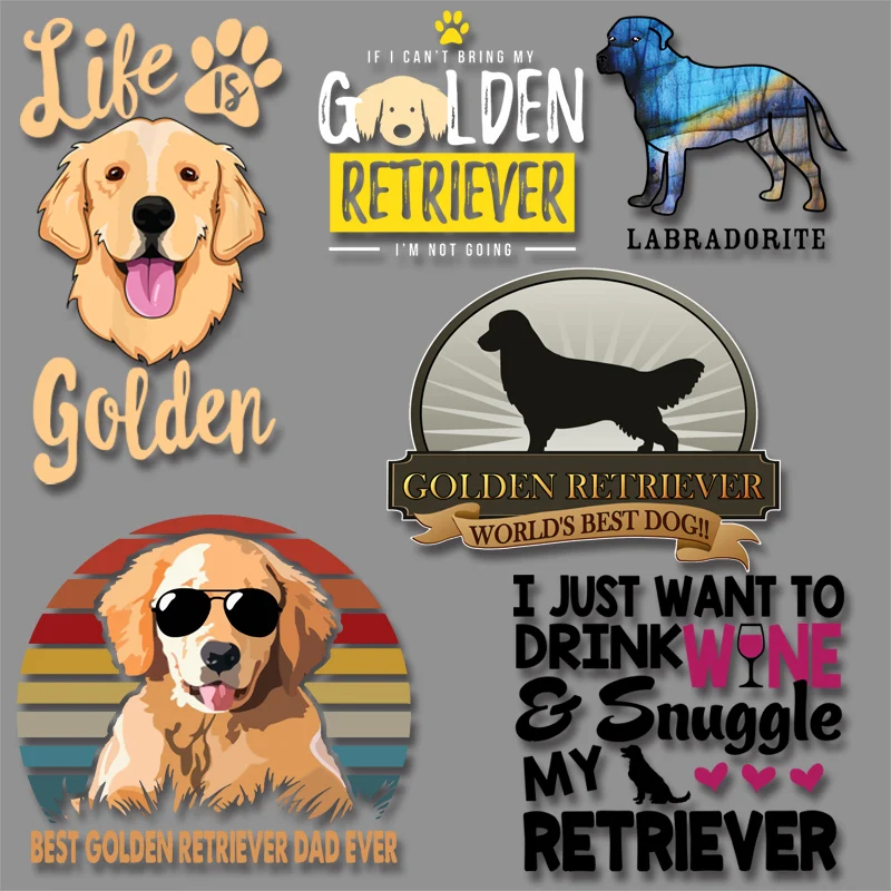 Golden Retrievers Pets Dogs Thermal transfer patches for T-shirts Stickers for Clothes Hoodies T-shirts