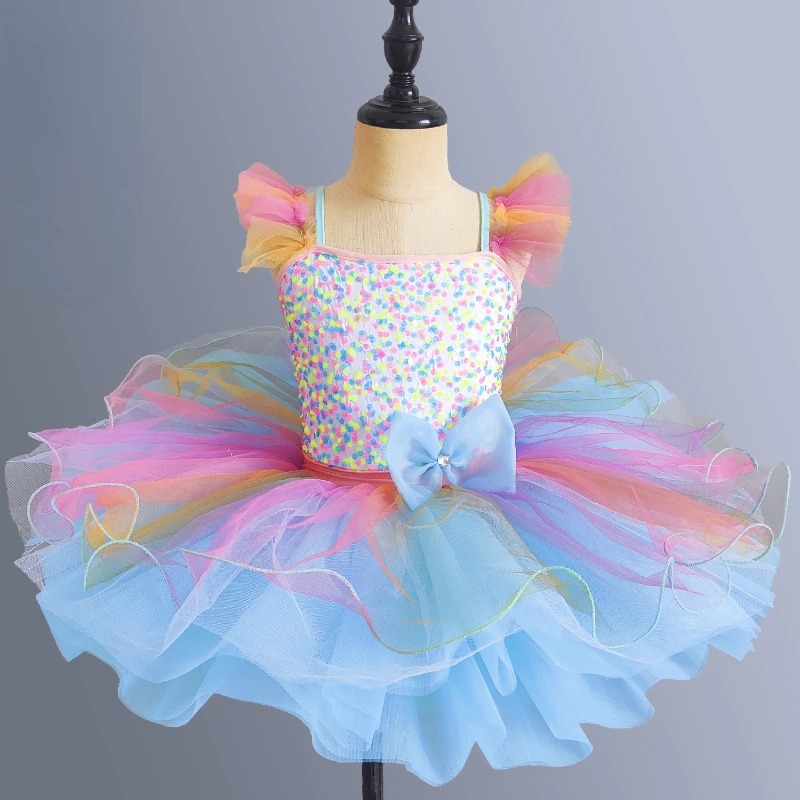 Vestido de balé para meninas, Ballet Tutu, Pancake Ballerina, Birthday Party Swan Dress, Ballet Traje, Roupa de collant para crianças