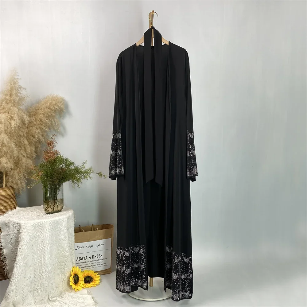 Luxe dubaï Abaya diamants femmes musulmanes Kimono Cardigan Robe arabe Robe de soirée Eid Maroc Caftan Kebaya Ramadan Abayas Jalabiya