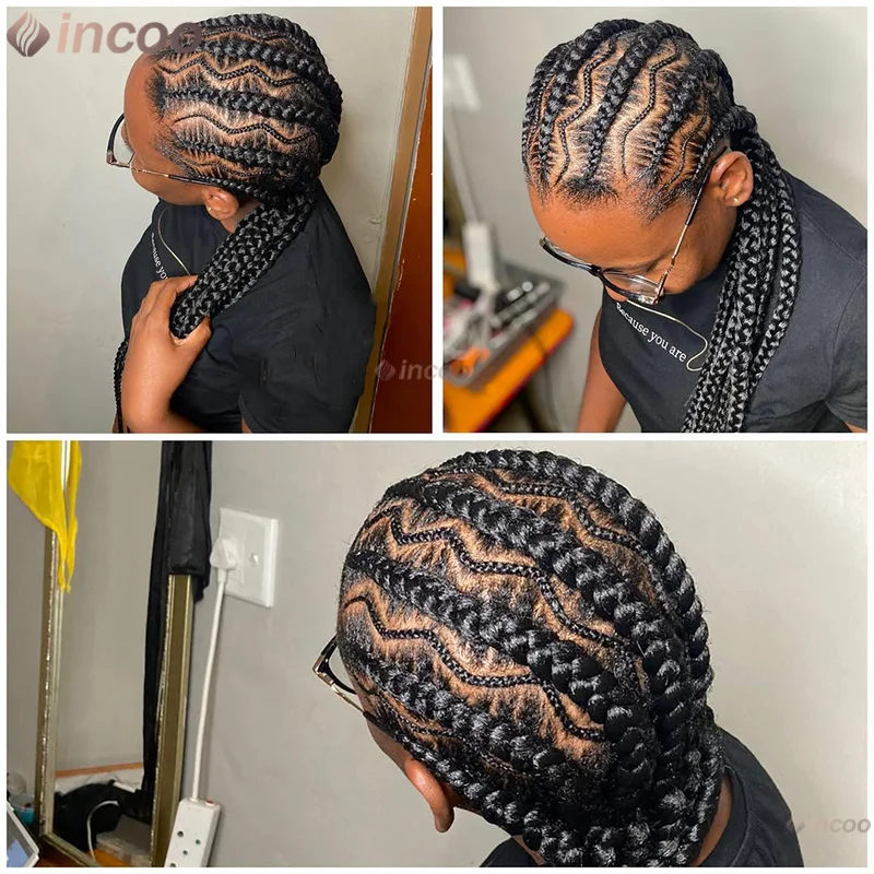 

36 Inch Knotless Braiding Wigs Synthetic Braided Wigs For Black Women Full Lace Front Wig Cornrow Braids Lace Wigs African Hair