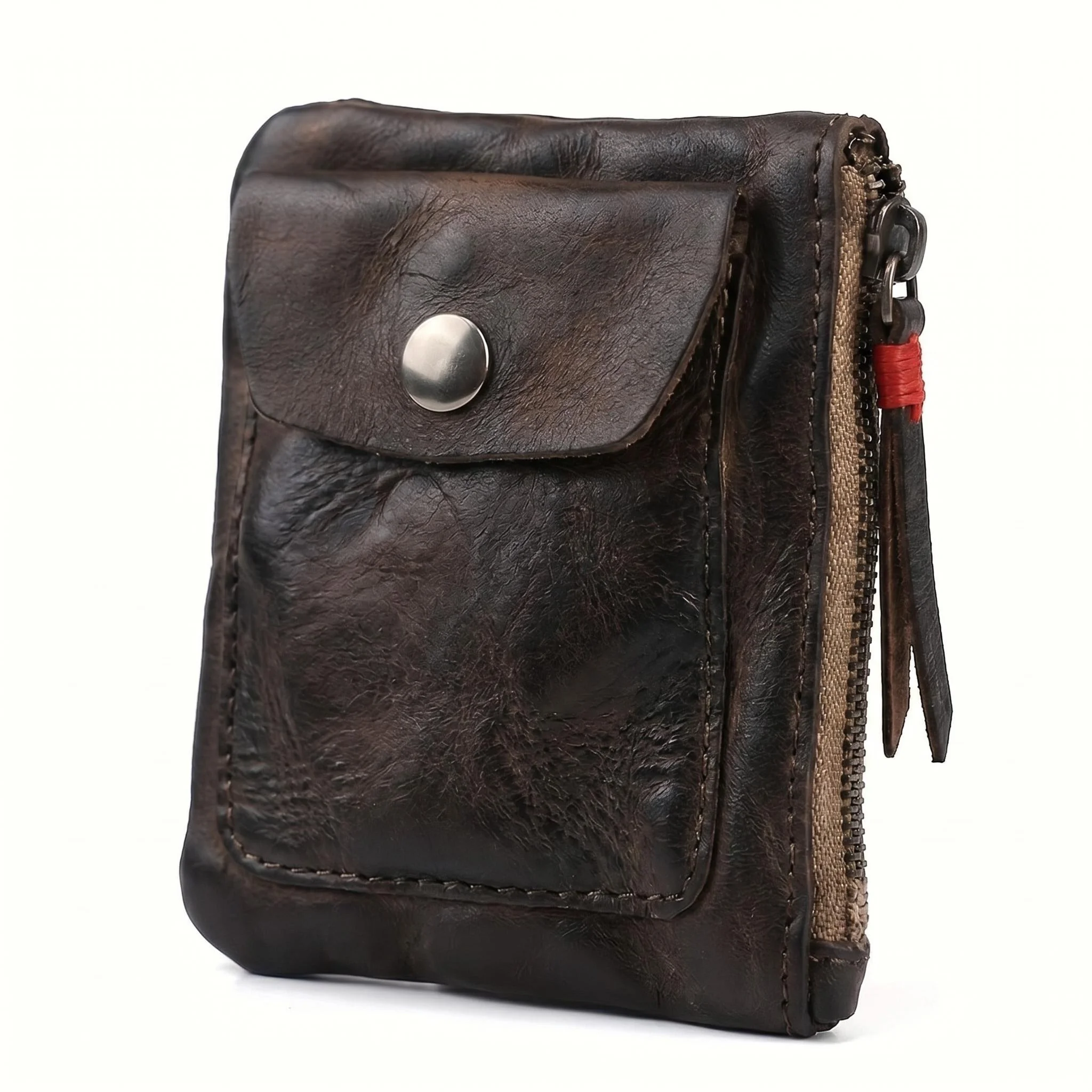 Cartera de piel de vaca, Cartera de cuero para hombre, Cartera de cuero genuino para hombre, cartera minimalista, tarjetero, bolsa para auriculares