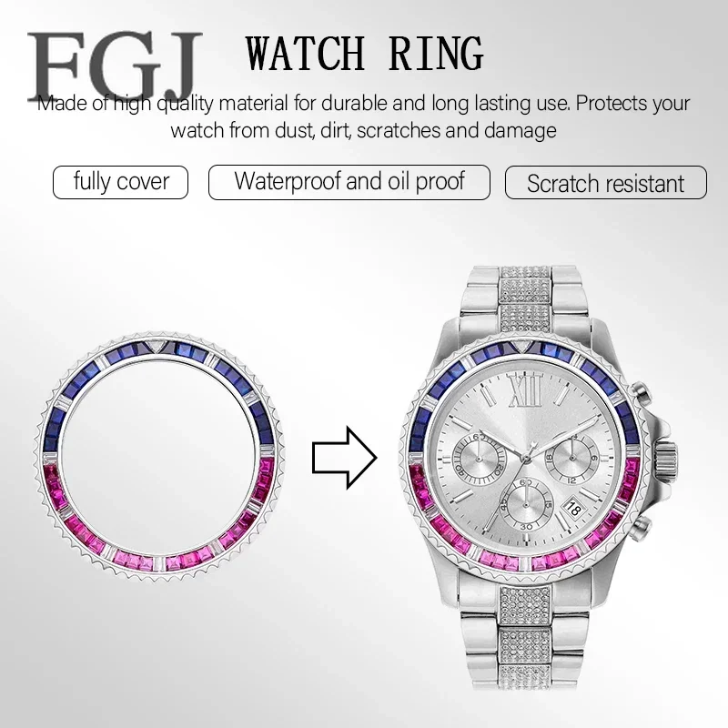 Top quality Water Ghost Pink GemsRubySapphire Watch Bezel Gold Silver Diamond Bezel Fit 40mm Watches for President Watch Chic