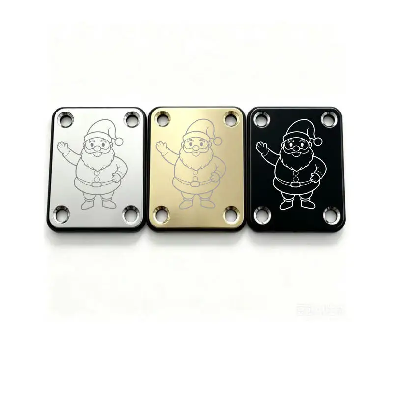 Engraved Santa Style Glossy Electric Guitar Neck Plate - Gold Silver Black Musical Instrument Accessory