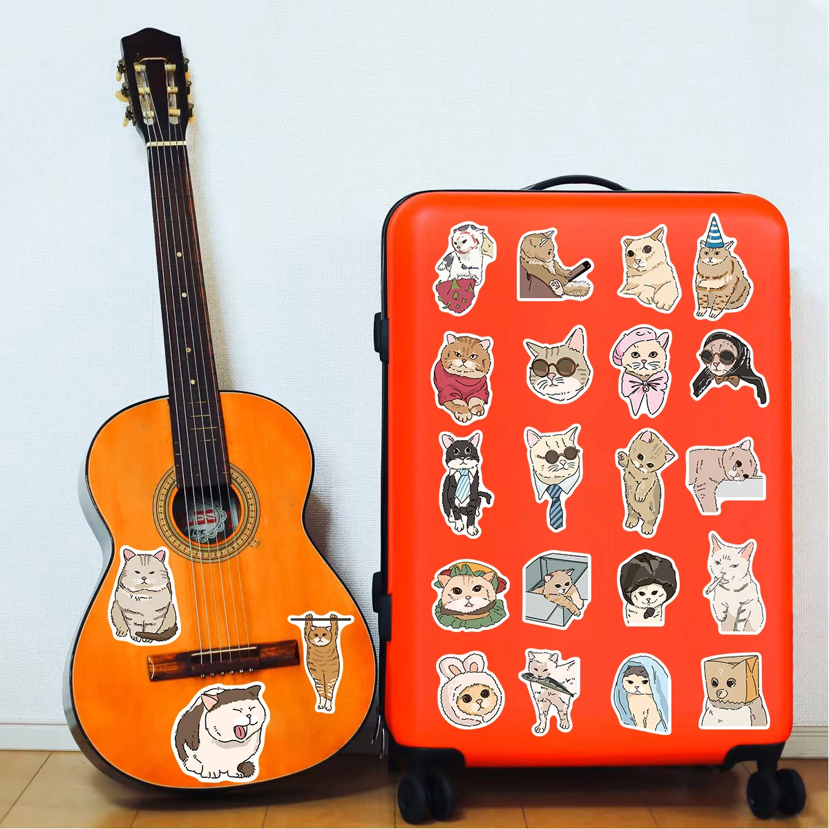 50/100 pçs expressão de gato adesivos dos desenhos animados estética criativo engraçado portátil bagagem café bicicleta graffiti adesivos à prova dwaterproof água ﻿