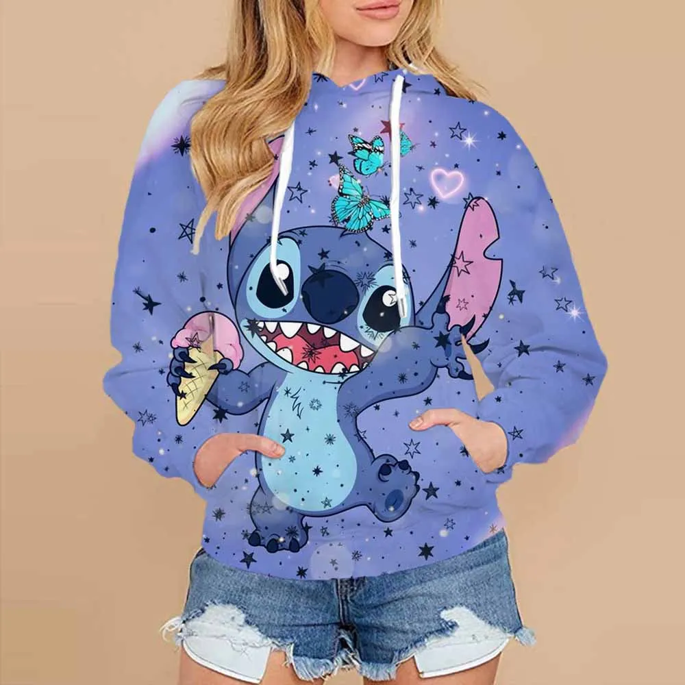 

Disney Lilo Stitch Pullover Hoodies Long Sleeve Sweatshirt Boys Girls Men Women Clothes Parent-child Cartoon Tops Coat