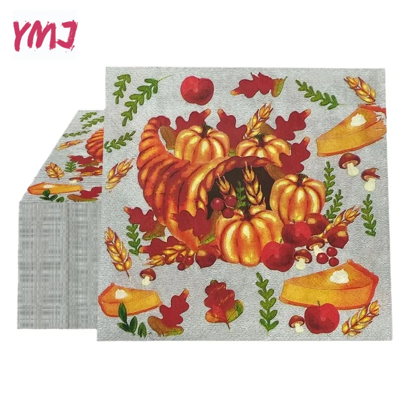 Stock Pumpkin Halloween Party Cocktail Napkins Commercial Drawing Paper Square Napkins Paper Placemats 2-Ply 20pcs/Pac 33*33cm