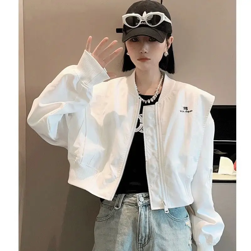 2026 New Women O-Neck Short Jacket Spring Autumn Casual Long Sleeve Loose Lined Coat Ladies Korean All-match Baseball Outwear